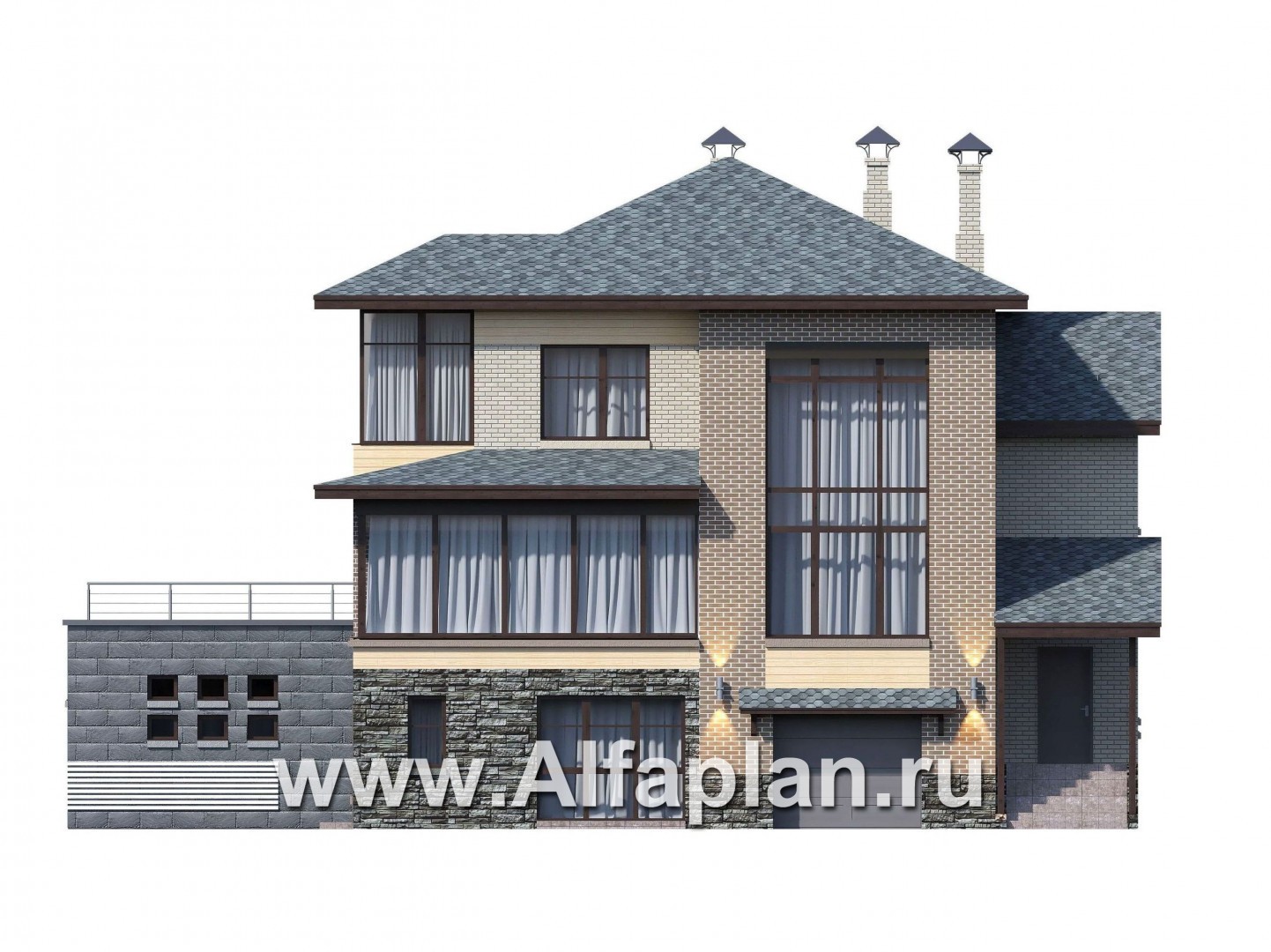 «Амур» - трехэтажный особняк с гаражом и бассейном - фасад дома - фото №1