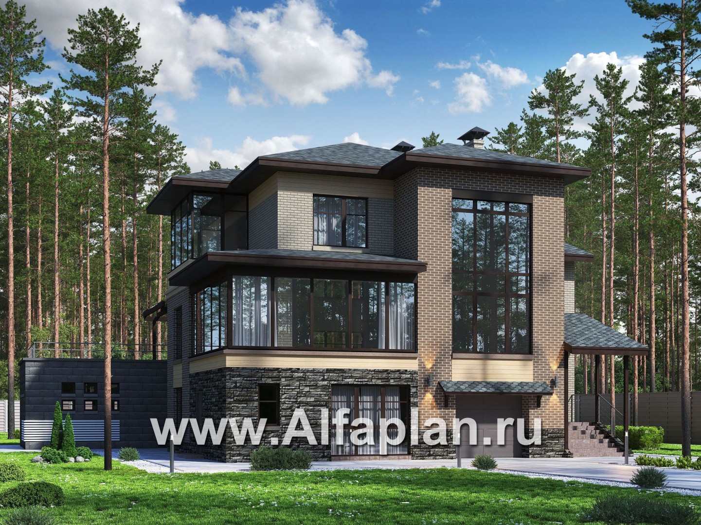 «Амур» - трехэтажный особняк с гаражом и бассейном - основное изображение