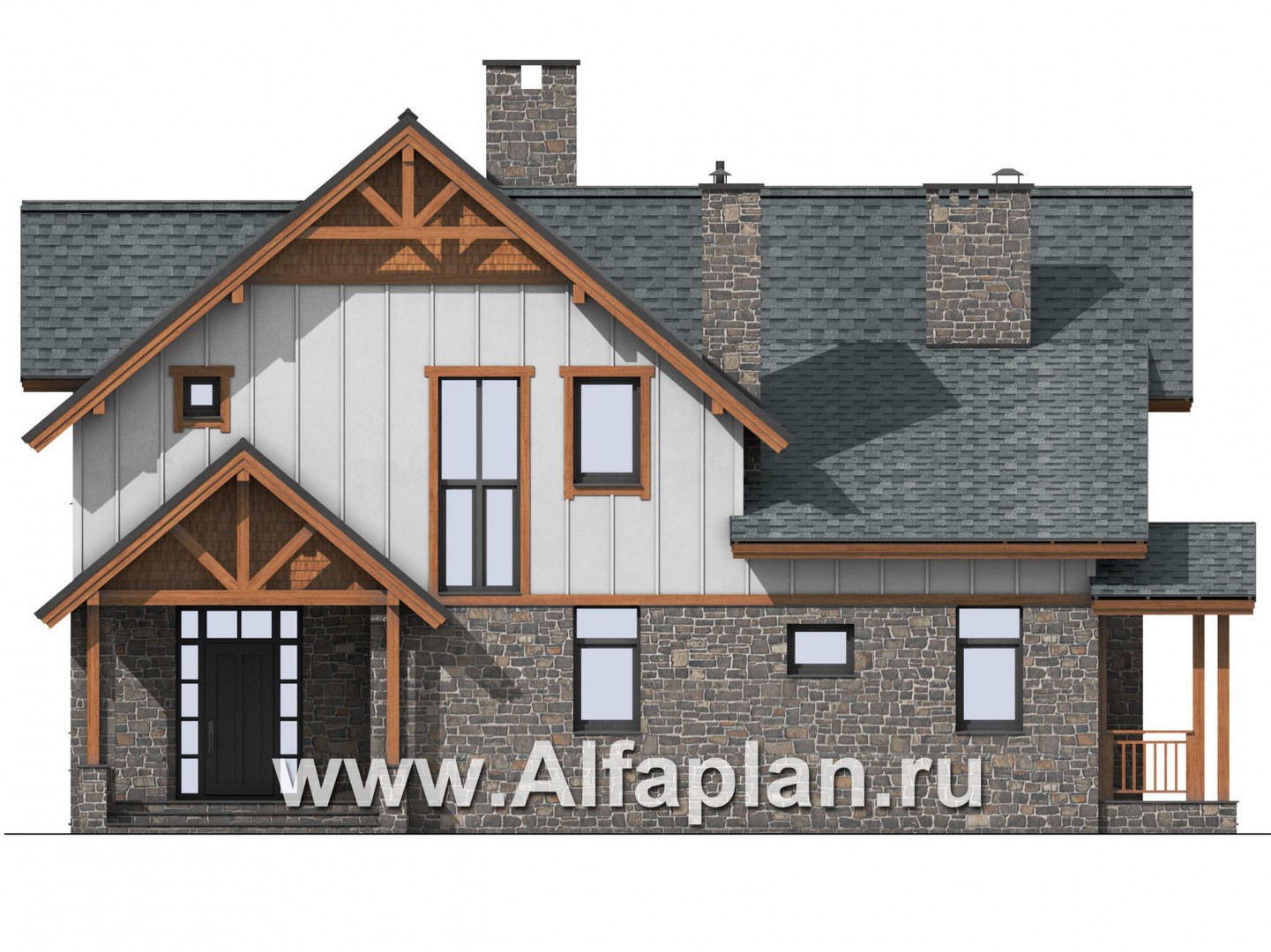 Проекты домов Альфаплан - Проект коттеджа с современной комфортной планировкой - изображение фасада №1