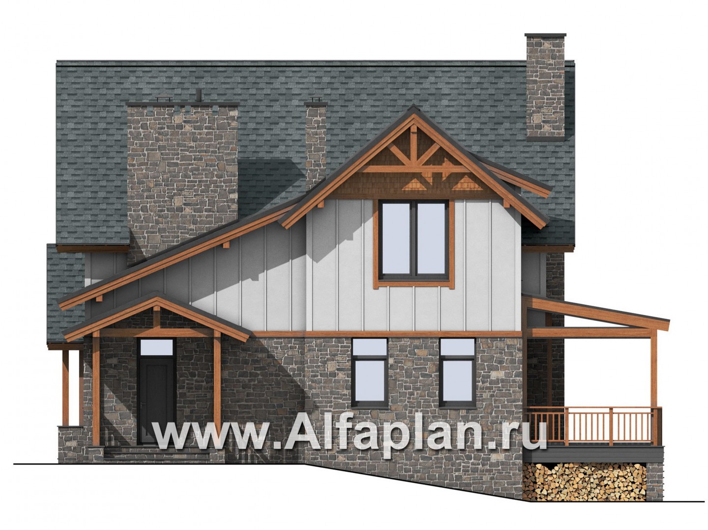 Проекты домов Альфаплан - Проект коттеджа с современной комфортной планировкой - изображение фасада №2
