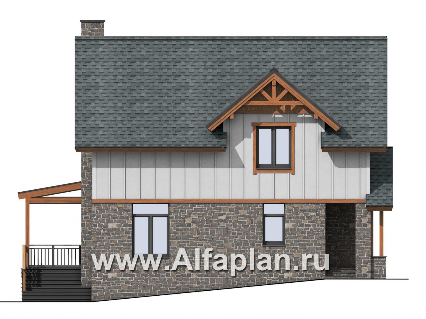Проекты домов Альфаплан - Проект коттеджа с современной комфортной планировкой - изображение фасада №3