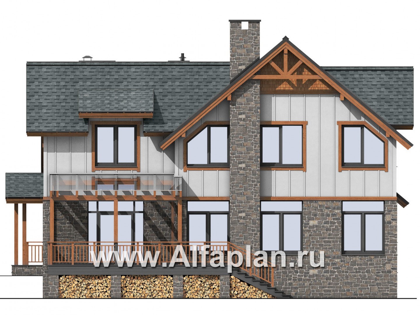 Проекты домов Альфаплан - Проект коттеджа с современной комфортной планировкой - изображение фасада №4