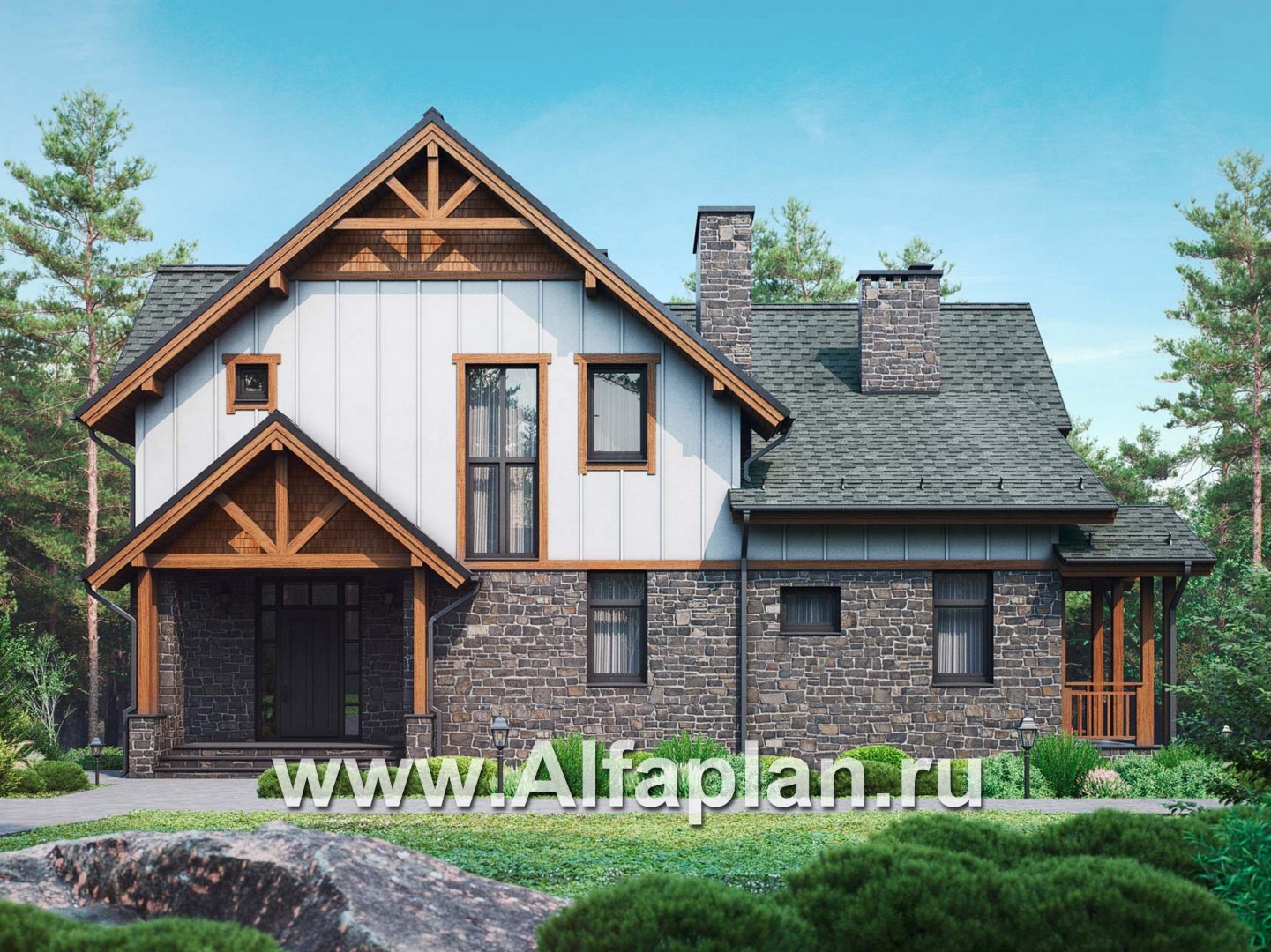 Проекты домов Альфаплан - Проект коттеджа с современной комфортной планировкой - основное изображение
