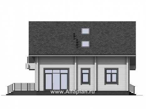 Проекты домов Альфаплан - Проект дом из бруса с большой террасой - превью фасада №2