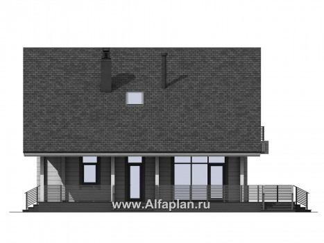 Проекты домов Альфаплан - Проект дом из бруса с большой террасой - превью фасада №3