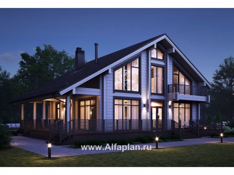 Проекты домов Альфаплан - Проект дом из бруса с большой террасой - превью дополнительного изображения №2