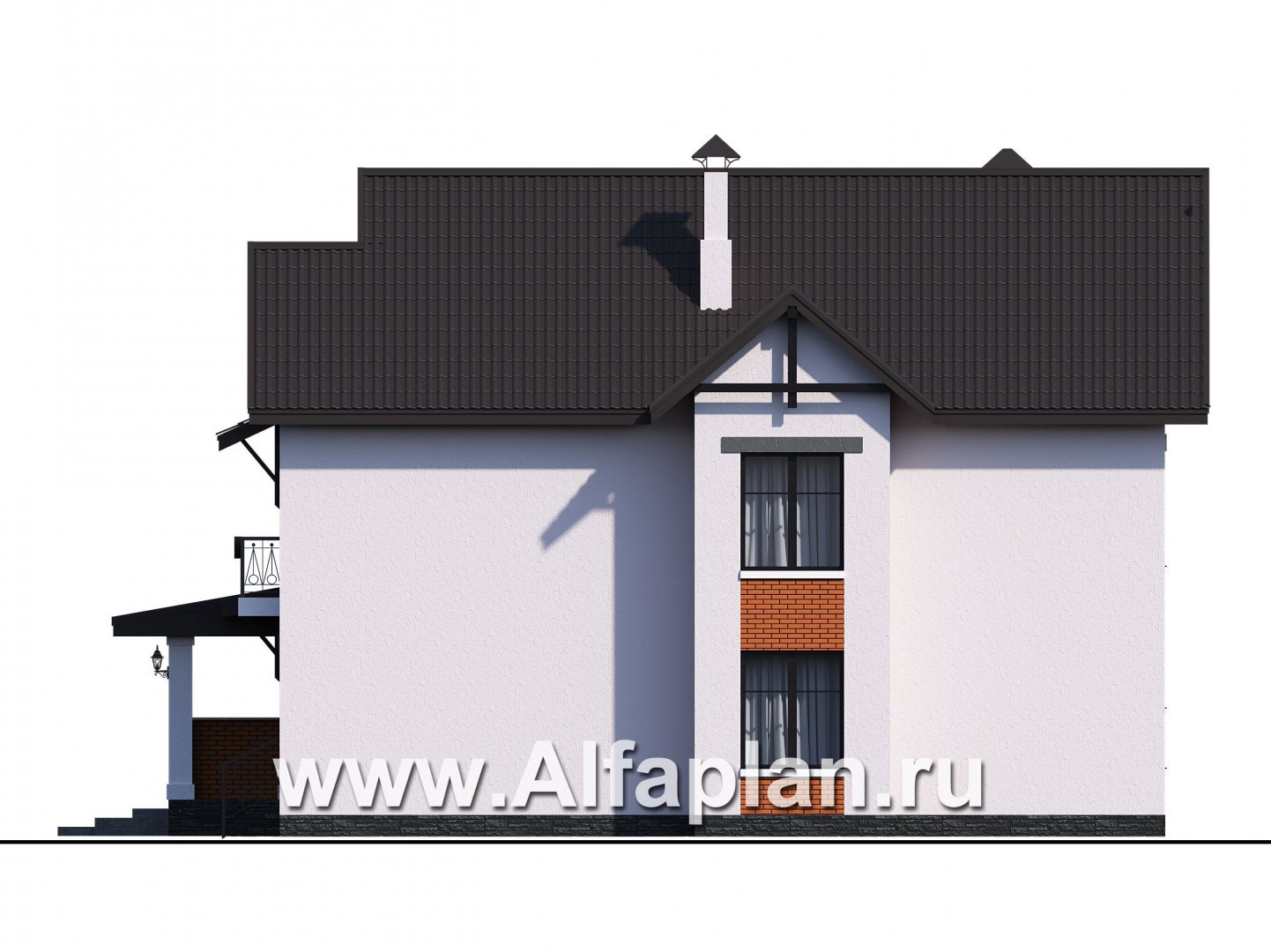 Проекты домов Альфаплан - «Сафо» - проект просторного дома для большой семьи - изображение фасада №4