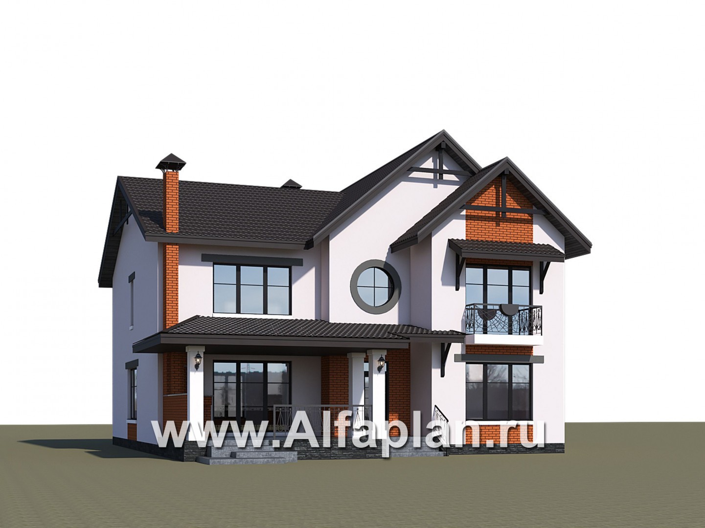 Проекты домов Альфаплан - «Сафо» - проект просторного дома для большой семьи - дополнительное изображение №1