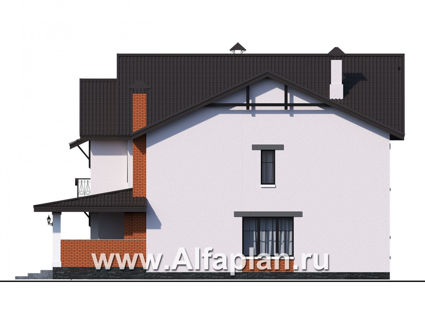 Проекты домов Альфаплан - «Сафо» - проект просторного дома для большой семьи - изображение фасада №2