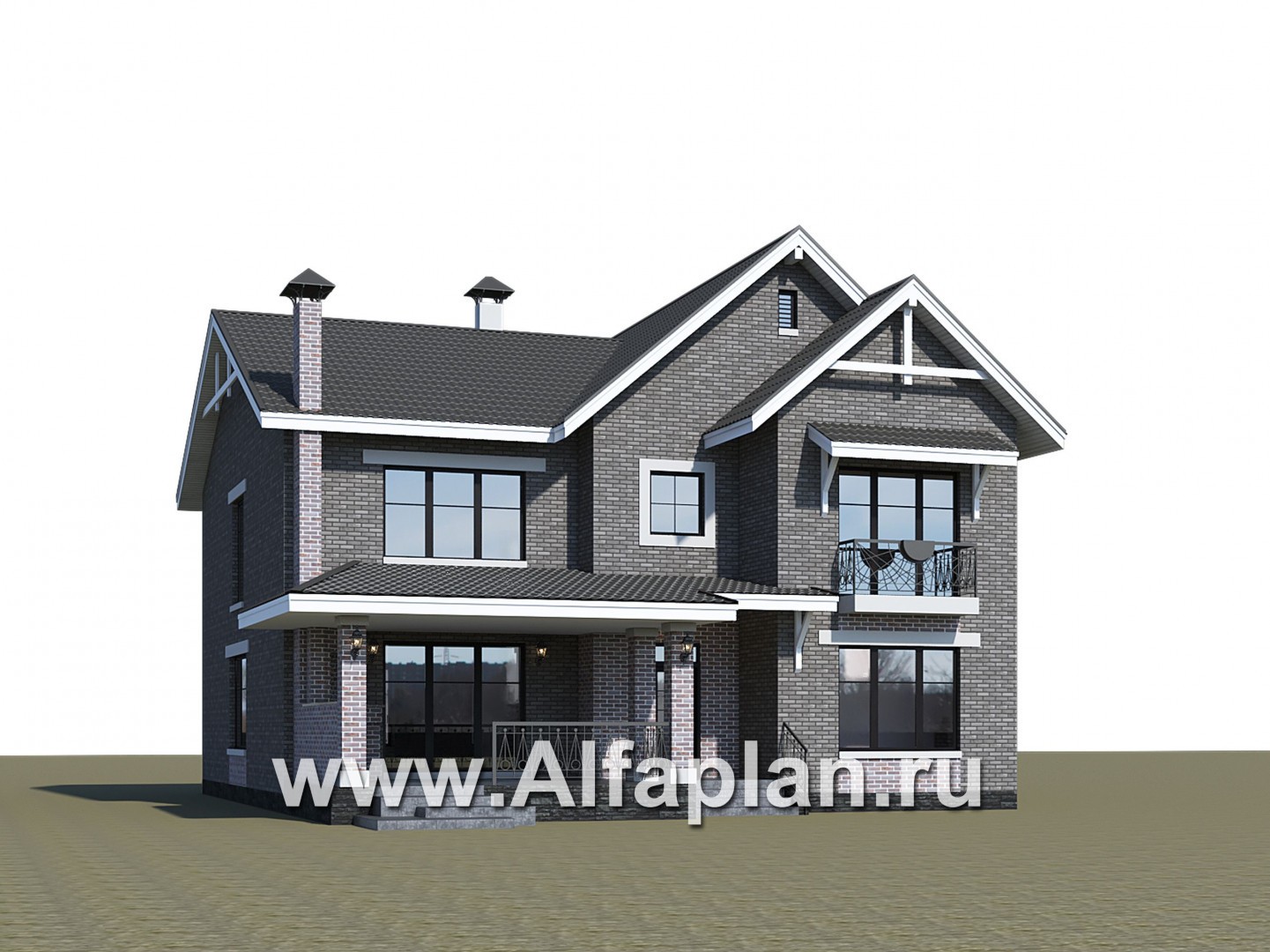 Проекты домов Альфаплан - "Сафо" - проект кирпичного дома со вторым светом - дополнительное изображение №1