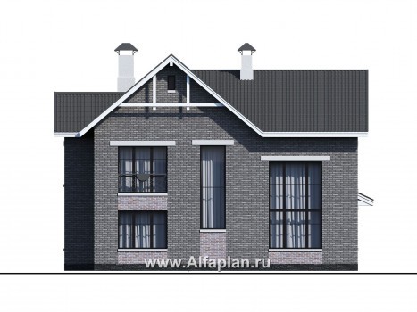 Проекты домов Альфаплан - "Сафо" - проект кирпичного дома со вторым светом - превью фасада №3