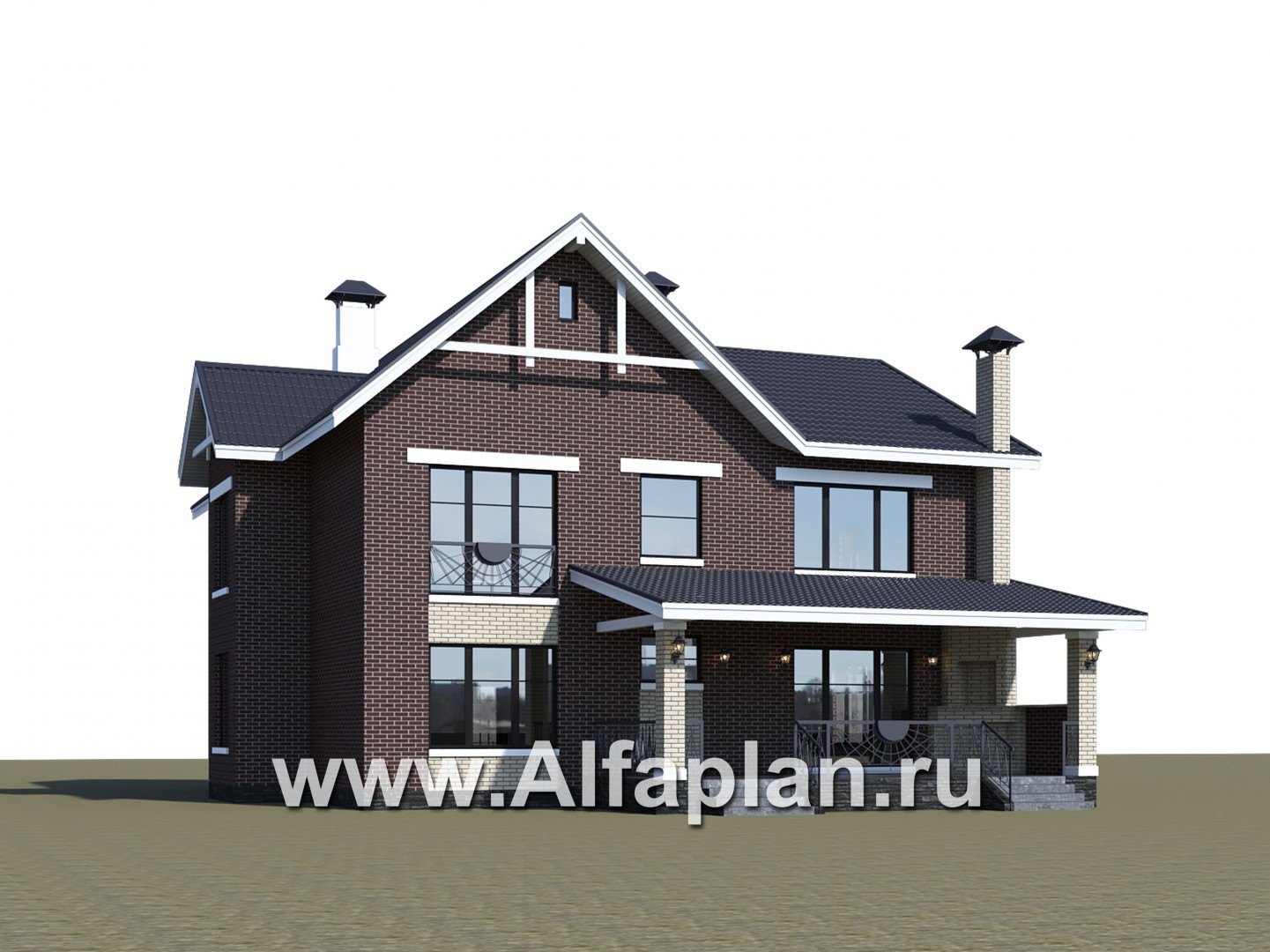 Проекты домов Альфаплан - "Сафо" - проект кирпичного дома со вторым светом - дополнительное изображение №2