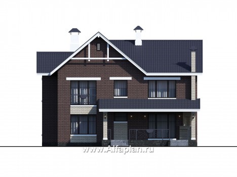 Проекты домов Альфаплан - "Сафо" - проект кирпичного дома со вторым светом - превью фасада №3
