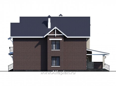 Проекты домов Альфаплан - "Сафо" - проект кирпичного дома со вторым светом - превью фасада №4