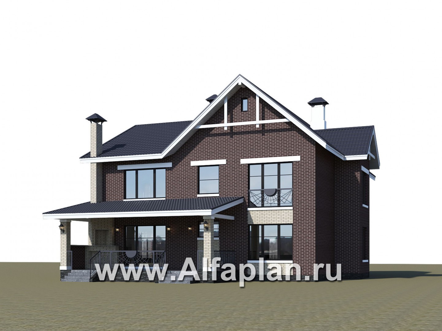 Проекты домов Альфаплан - "Сафо" - проект кирпичного дома со вторым светом - дополнительное изображение №2