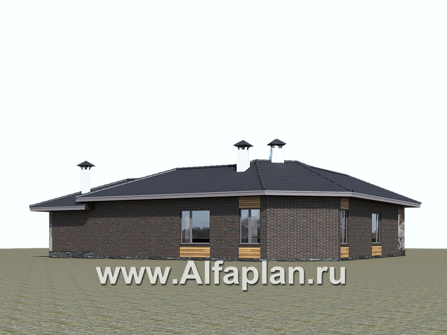 Проекты домов Альфаплан - «Квазар» - проект одноэтажного дома, с оригинальным планом,  с террасой - дополнительное изображение №4