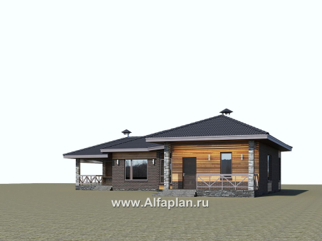 Проекты домов Альфаплан - «Квазар» - проект одноэтажного дома с диагональным планом - превью дополнительного изображения №2