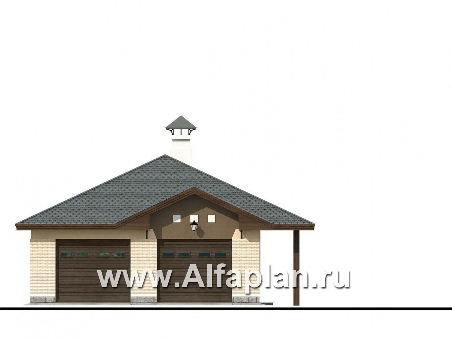 Проект гаража на 2 авто, с антресолью - фасад дома