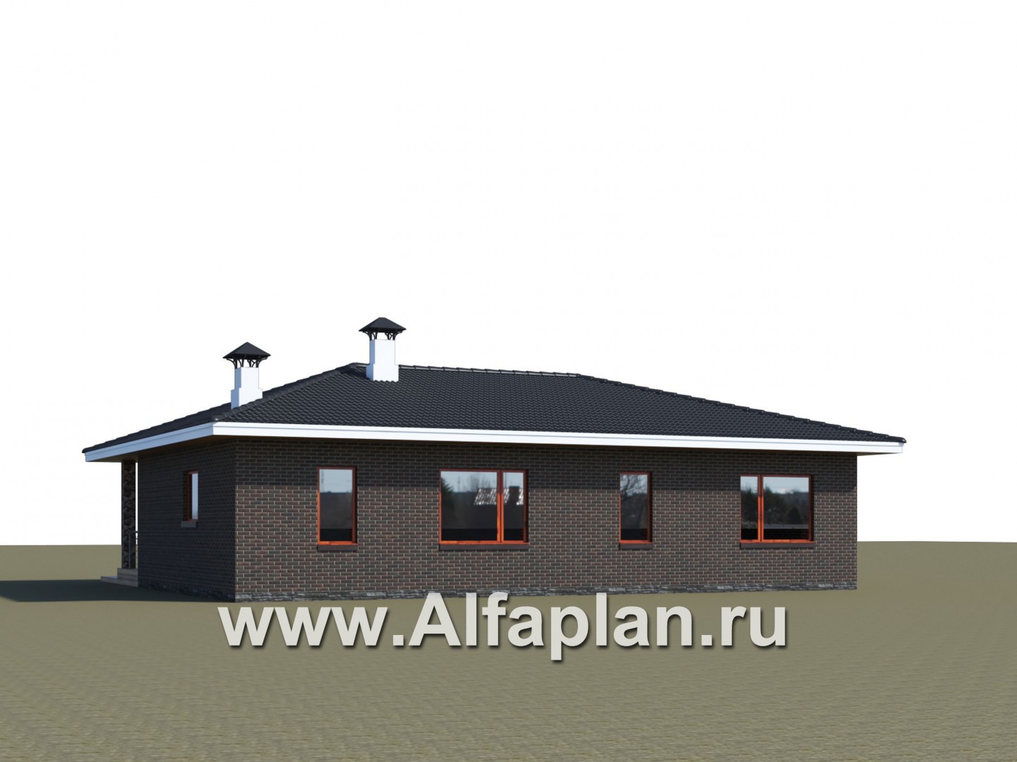 «Гравитация» - проект одноэтажного дома, с террасой, 3 спальни, в современном стиле - дизайн дома №2