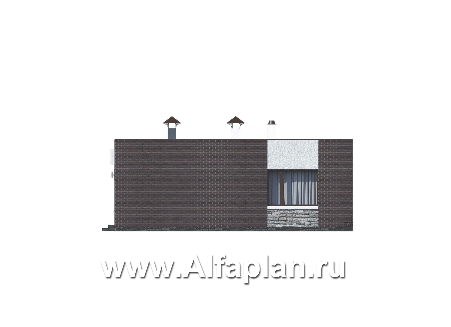 Проекты домов Альфаплан - «Дега» - современный одноэтажный дом с плоской кровлей - изображение фасада №2