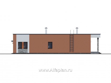 Проект гаража на 4 авто, и баня с сауной и хамам, с плоской кровлей - превью фасада дома