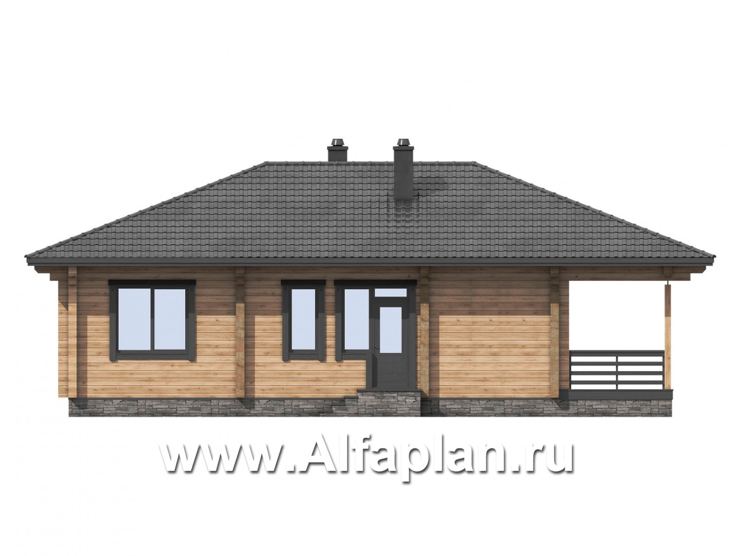 Проекты домов Альфаплан - Проект комфортной дачи из бруса - изображение фасада №1