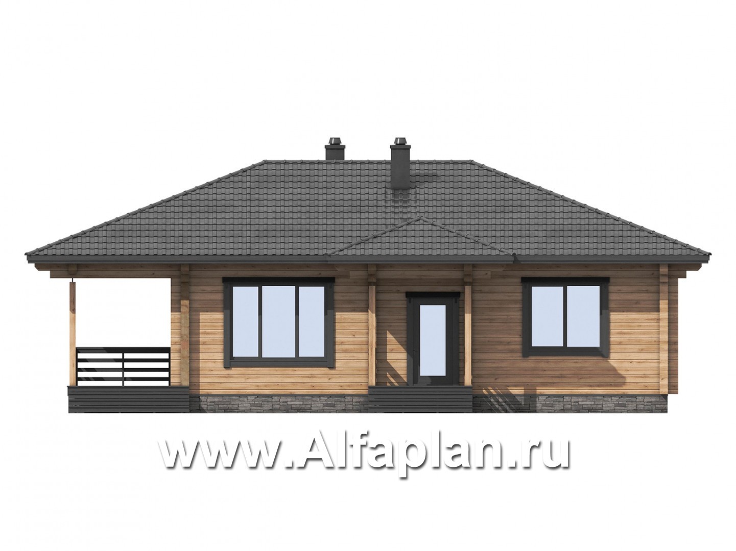 Проекты домов Альфаплан - Проект комфортной дачи из бруса - изображение фасада №3