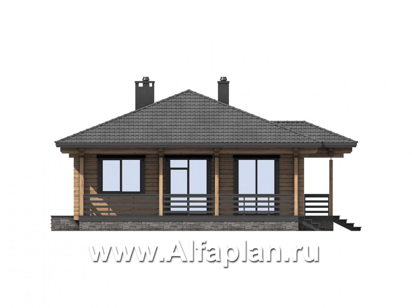 Проекты домов Альфаплан - Проект комфортной дачи из бруса - изображение фасада №4