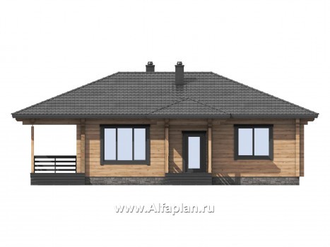 Проекты домов Альфаплан - Проект комфортной дачи из бруса - превью фасада №3
