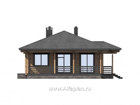 Проекты домов Альфаплан - Проект комфортной дачи из бруса - превью фасада №4