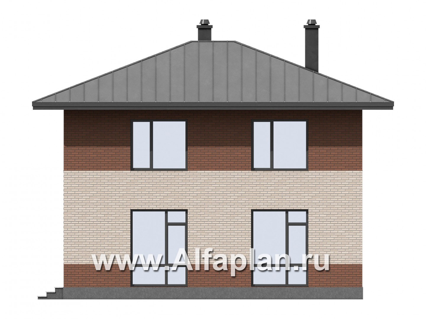 Проекты домов Альфаплан - Проект двухэтажного дома для маленького  участка - изображение фасада №4