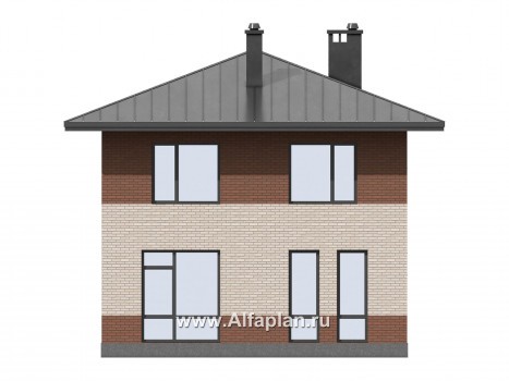 Проекты домов Альфаплан - Проект двухэтажного дома для маленького  участка - превью фасада №3