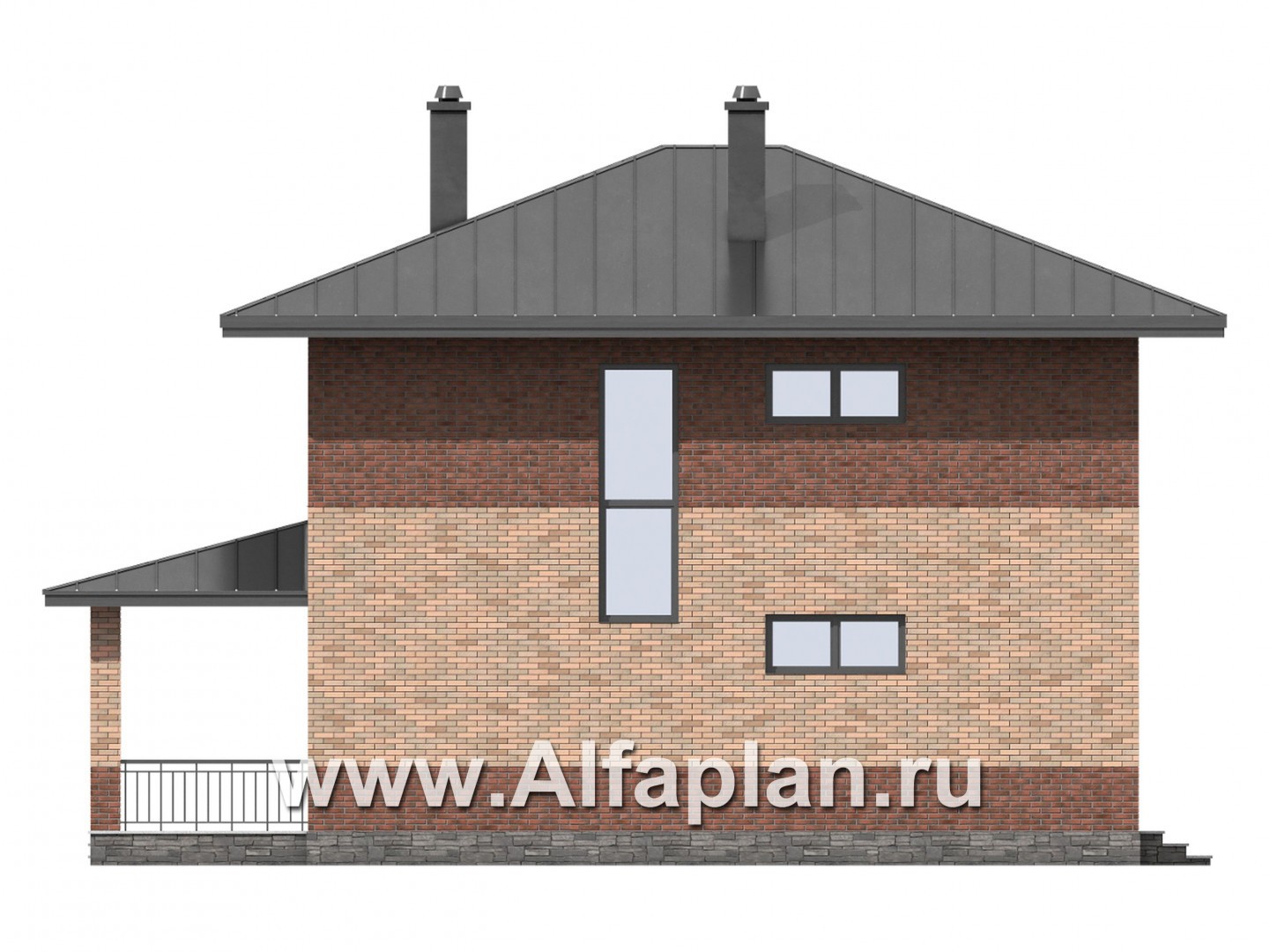 Проекты домов Альфаплан - Проект двухэтажного дома для маленького  участка - изображение фасада №2