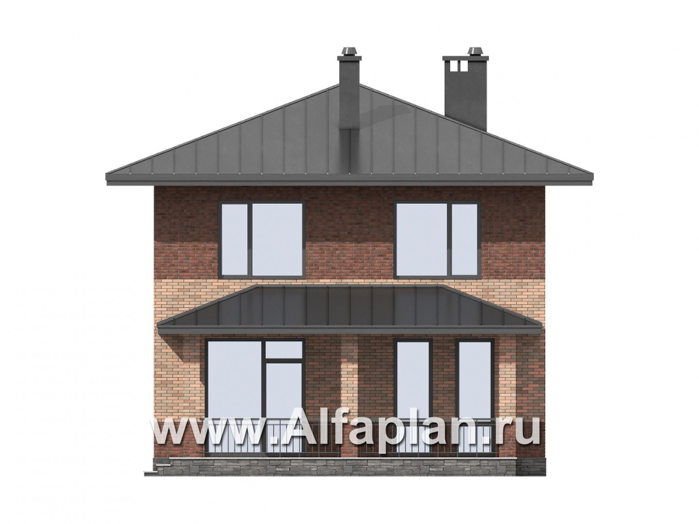 Проекты домов Альфаплан - Проект двухэтажного дома для маленького  участка - изображение фасада №3