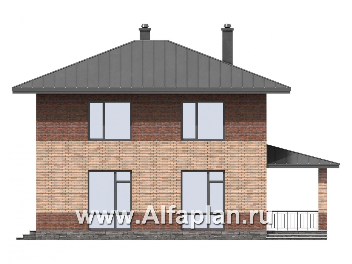 Проекты домов Альфаплан - Проект двухэтажного дома для маленького  участка - изображение фасада №4