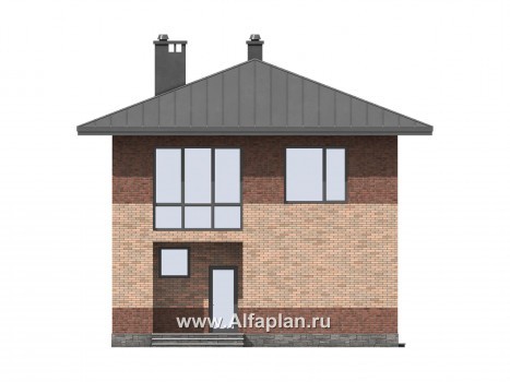 Проекты домов Альфаплан - Проект двухэтажного дома для маленького  участка - превью фасада №1