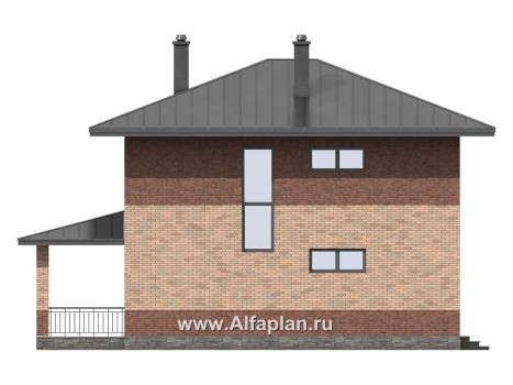 Проекты домов Альфаплан - Проект двухэтажного дома для маленького  участка - превью фасада №2