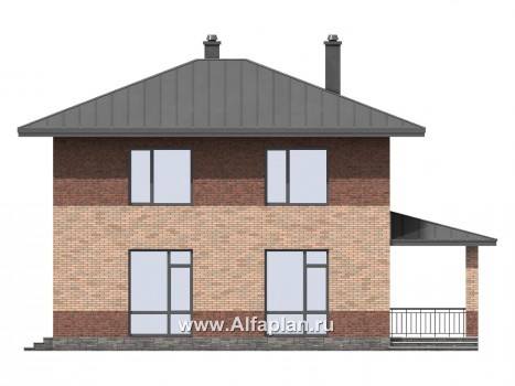 Проекты домов Альфаплан - Проект двухэтажного дома для маленького  участка - превью фасада №4