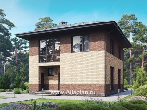 Проекты домов Альфаплан - Проект двухэтажного дома для маленького  участка - превью основного изображения