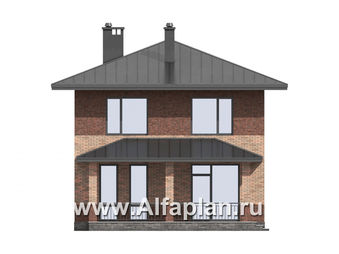Проекты домов Альфаплан - Проект двухэтажного деревянного дома с террасой - изображение фасада №3