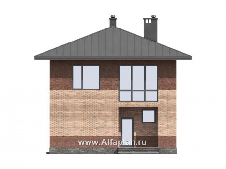 Проекты домов Альфаплан - Проект двухэтажного деревянного дома с террасой - превью фасада №1