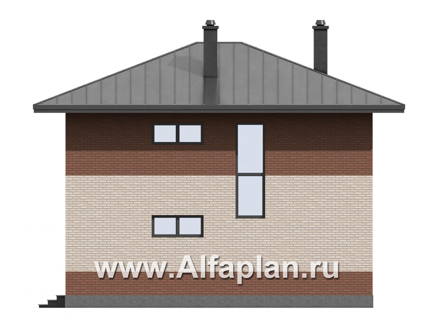 Проекты домов Альфаплан - Проект двухэтажного дома для маленького  участка - изображение фасада №2