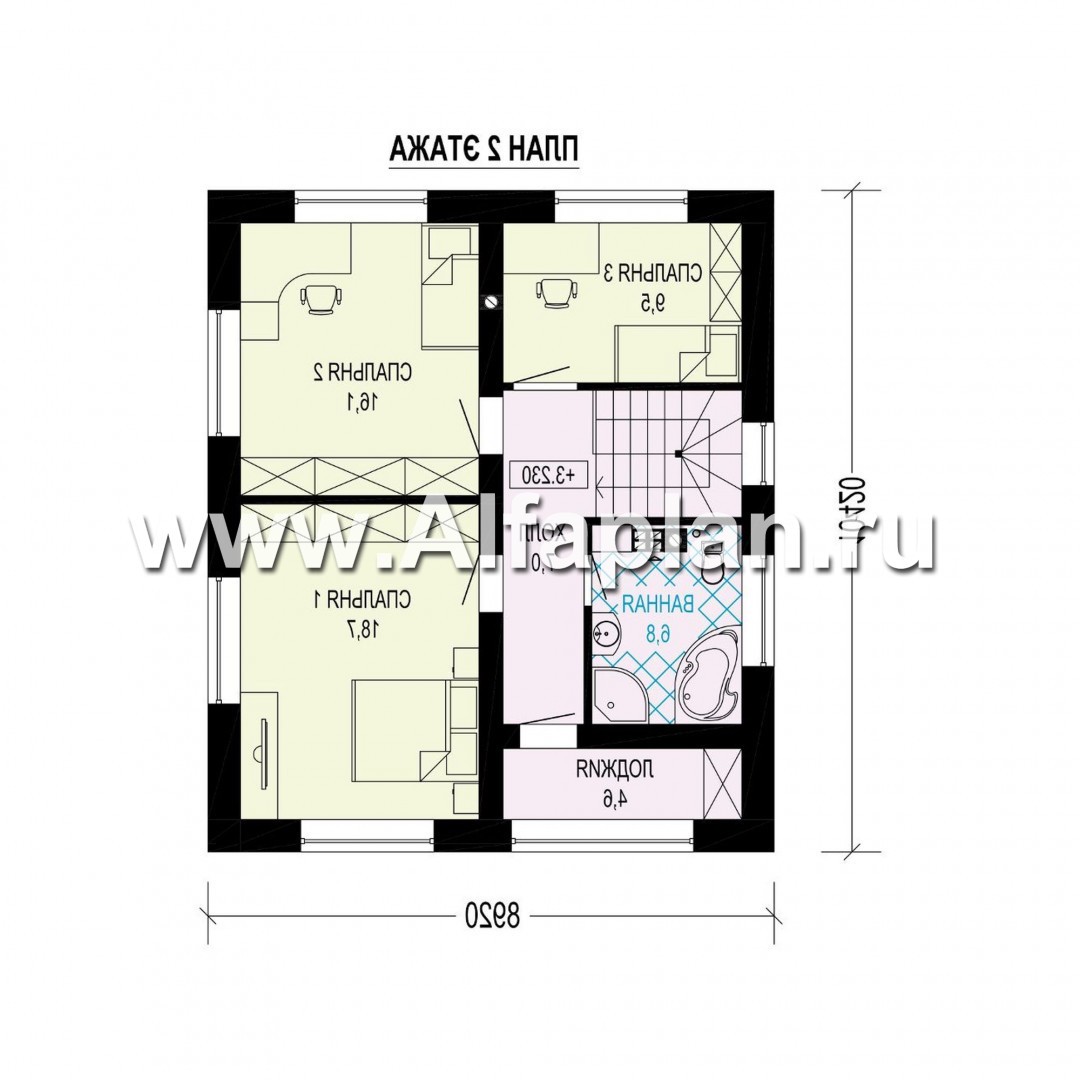 Проекты домов Альфаплан - Проект двухэтажного дома для маленького  участка - изображение плана проекта №2