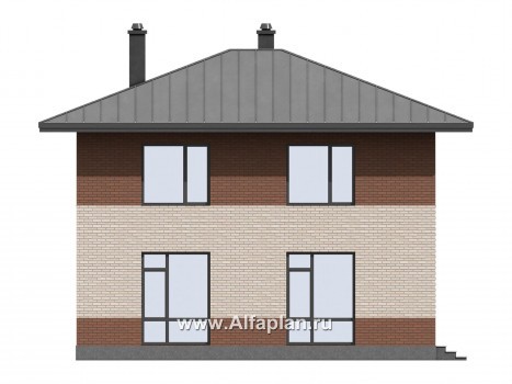 Проекты домов Альфаплан - Проект двухэтажного дома для маленького  участка - превью фасада №4