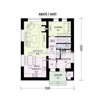 Проекты домов Альфаплан - Проект двухэтажного дома для маленького  участка - превью плана проекта №1