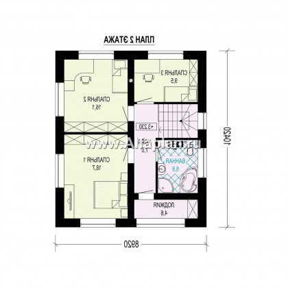 Проекты домов Альфаплан - Проект двухэтажного дома для маленького  участка - превью плана проекта №2