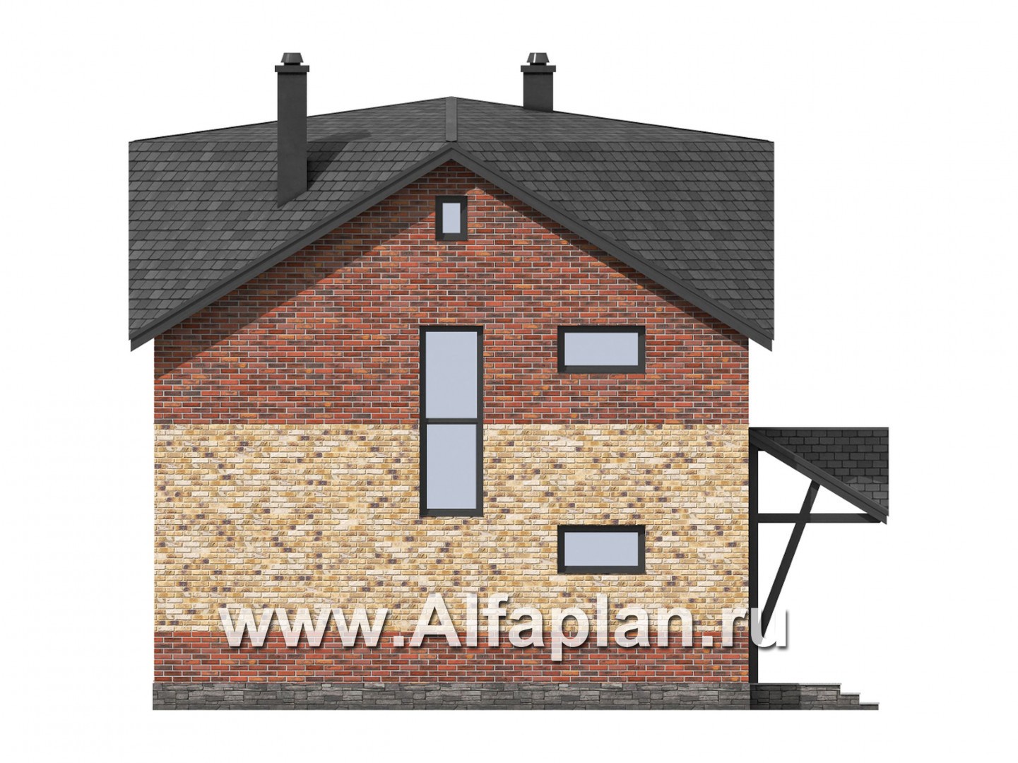Проекты домов Альфаплан - Проект двухэтажного дома( четыре спальни) - изображение фасада №2