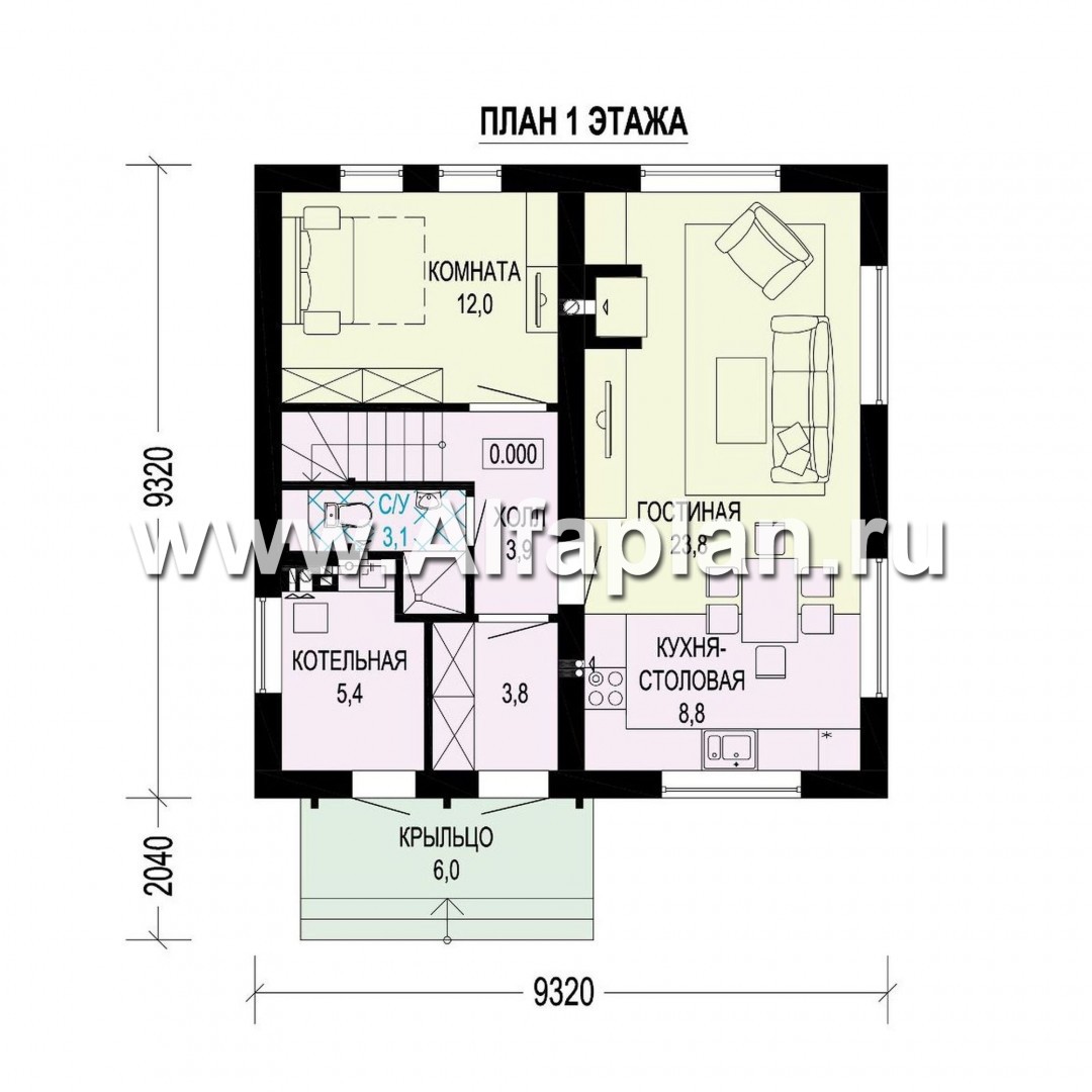 Проекты домов Альфаплан - Проект двухэтажного дома( четыре спальни) - изображение плана проекта №1
