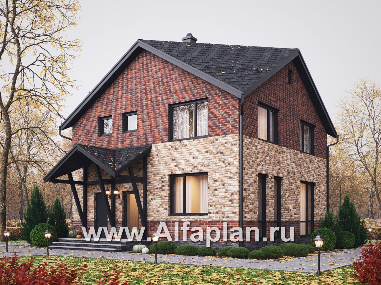 Проекты домов Альфаплан - Проект двухэтажного дома( четыре спальни) - основное изображение