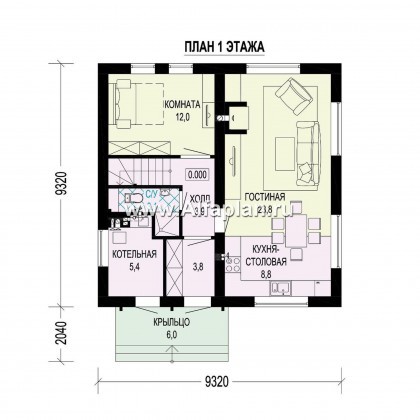 Проекты домов Альфаплан - Проект двухэтажного дома( четыре спальни) - превью плана проекта №1